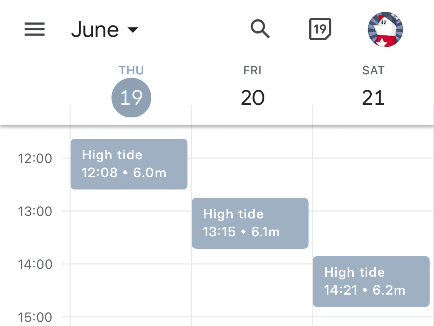 Calendar example